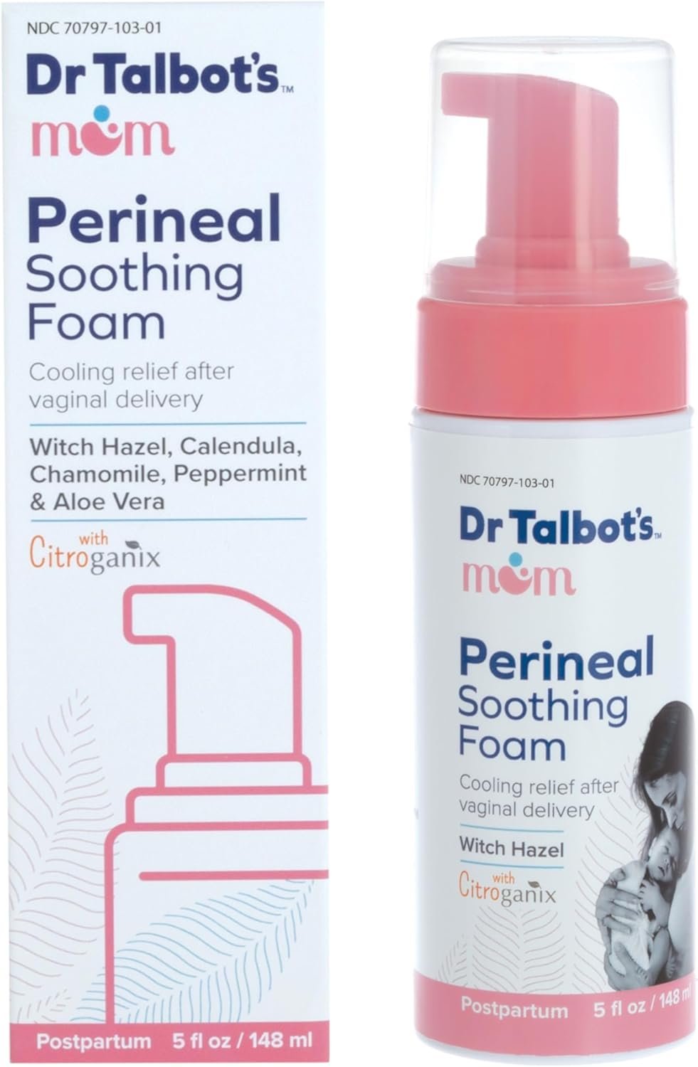 Dr. Talbot's Mom Witch Hazel Perineal Soothing Foam – Cooling Relief for Postpartum Care – 5 Fl oz