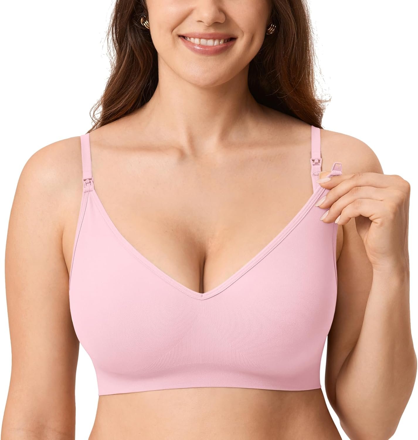 MOMANDA Sleep Nursing Bras for Breastfeeding Seamless Wirefree Maternity Bra V Neck Comfortable Bralette