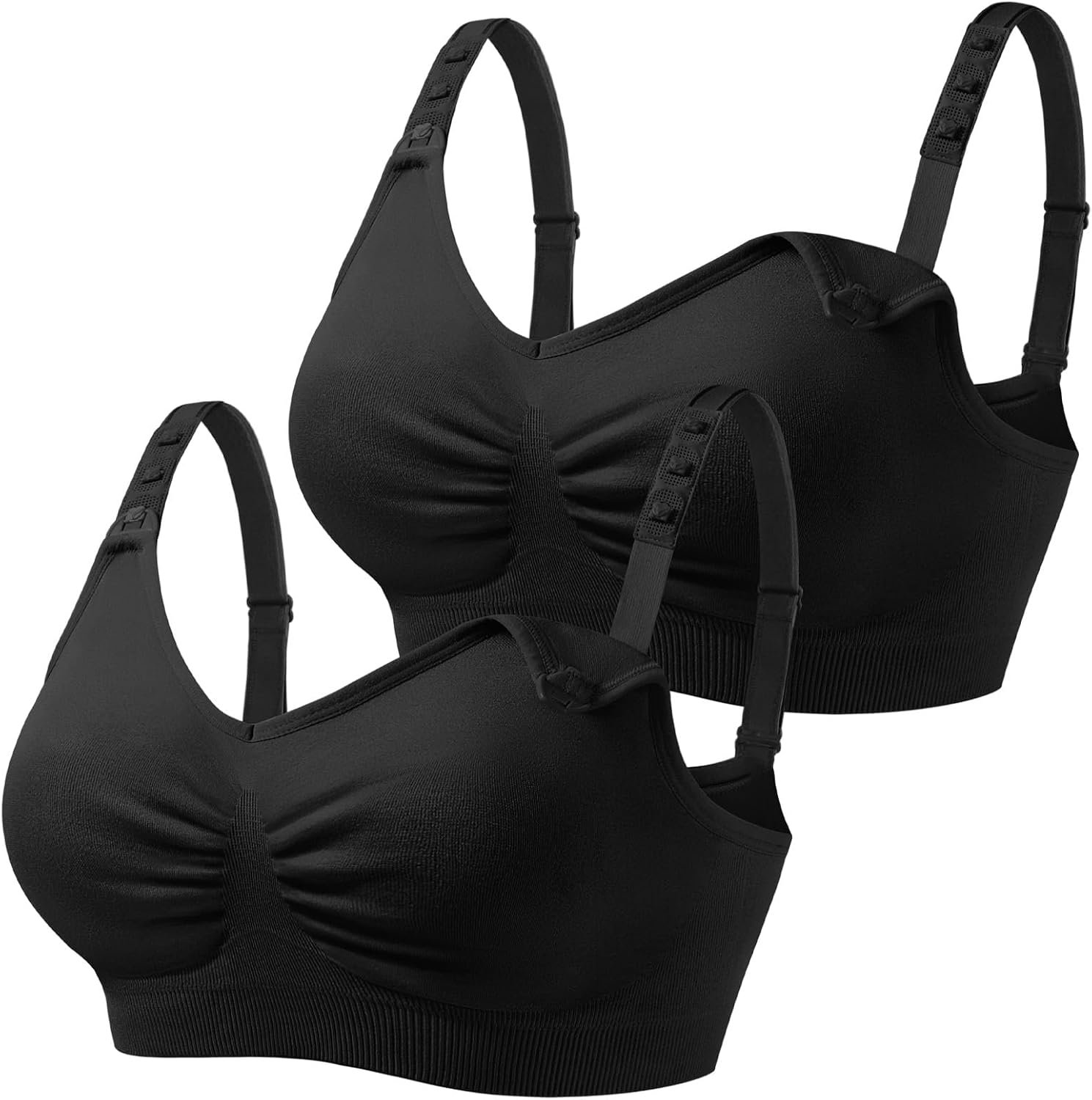 HOFISH 2 Pack Wire-Free Nursing Bra for Women - Triple Clips Space Lift Maternity Bra, Seamless Comfort for Breastfeeding