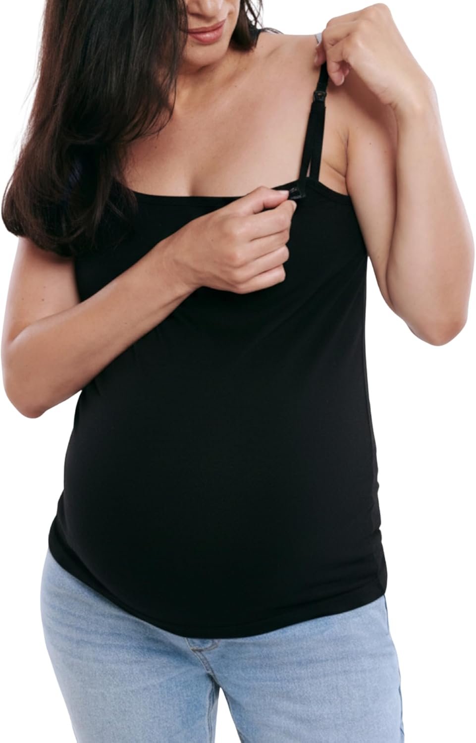 Motherhood Maternity Women's Clip Down Nursing Tank Top Cami with Adjustable Straps and Built-in Shelf Bra for Breastfeeding