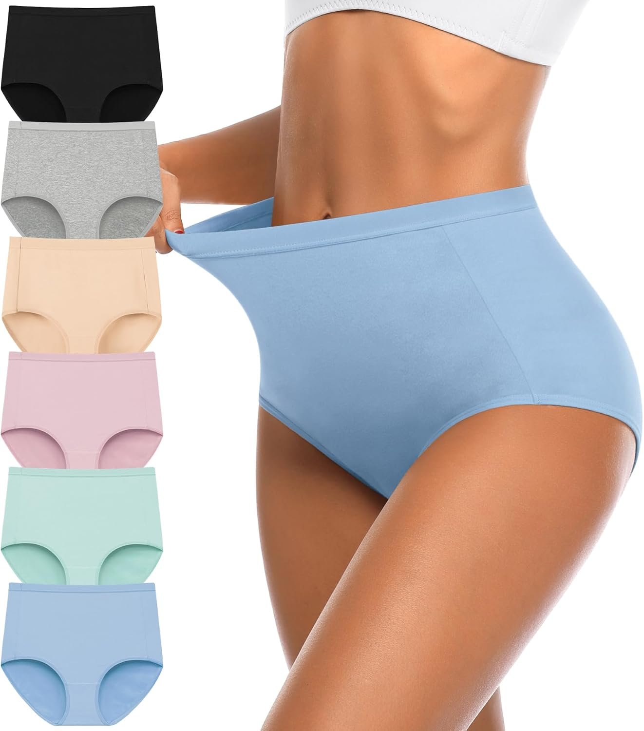OLIKEME Womens Cotton Underwear High Waisted Postpartum C Section Panties Soft Stretch Breathable Full Coverage Briefs 6 Pack