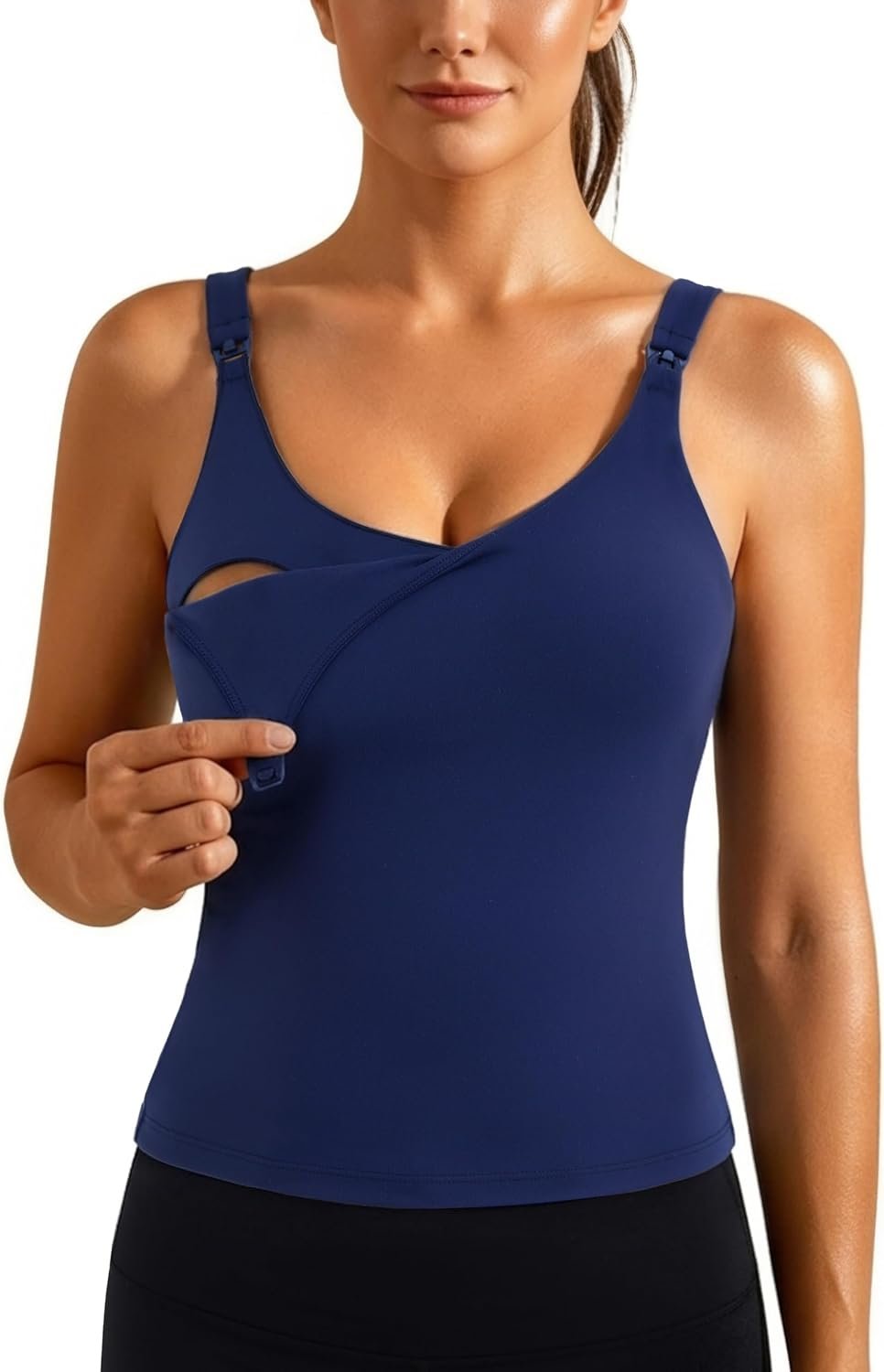 Ecavus Nursing Tank Top with Built-in Bra – Nursing Bra for Breastfeeding Workout Longline Buttery Soft Nursing Sport Bra