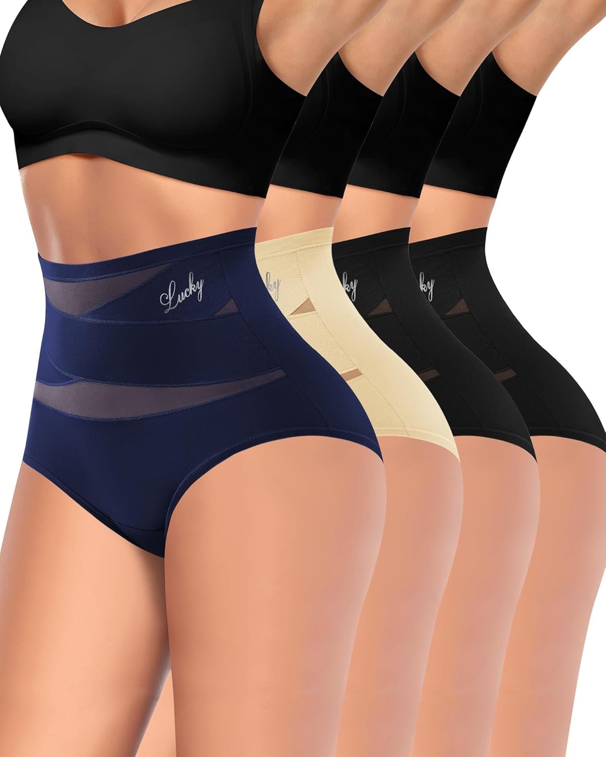 Women's High Waisted Underwear Full Coverage Compression Briefs 4/5 Packs Panties Postpartum Comfortable