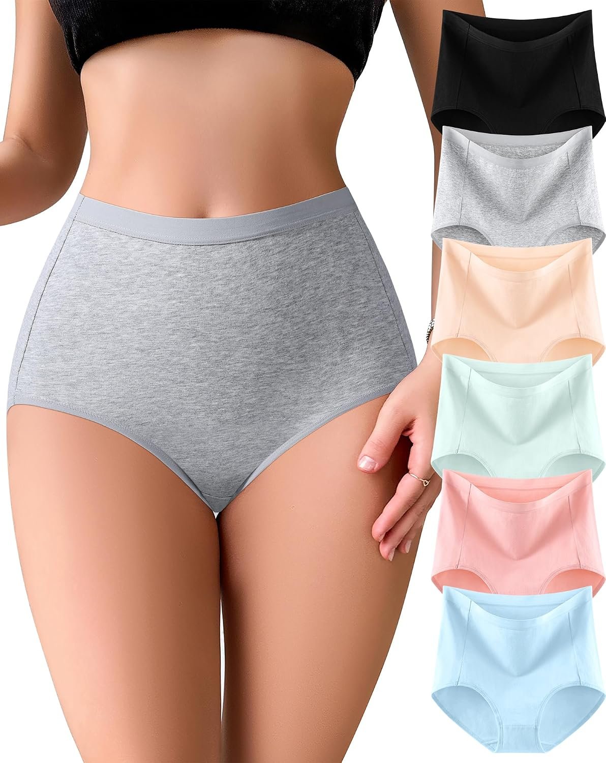Envlon Womens Cotton Underwear High Waisted Panties Soft Stretch Full Coverage Postpartum Ladies Briefs Multi Pack