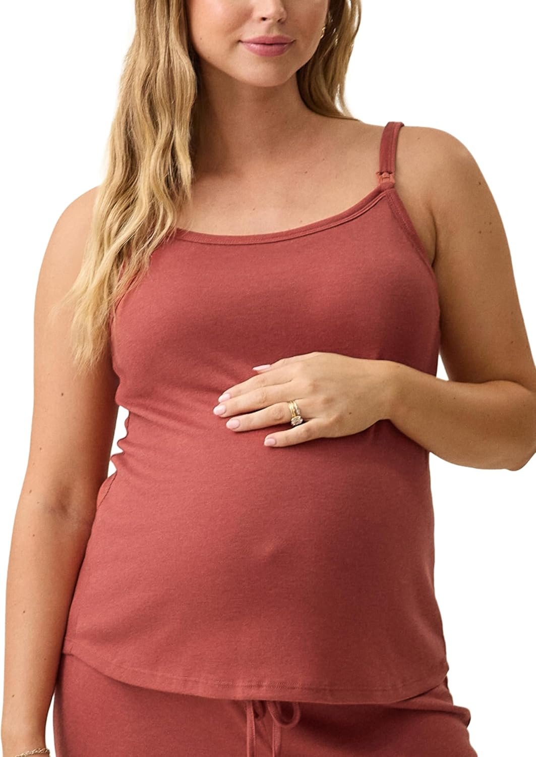 Kindred Bravely Essentials Maternity & Nursing Sleep Camisole Ribbed Breastfeeding Tank Built in Bra Pregnancy Postpartum